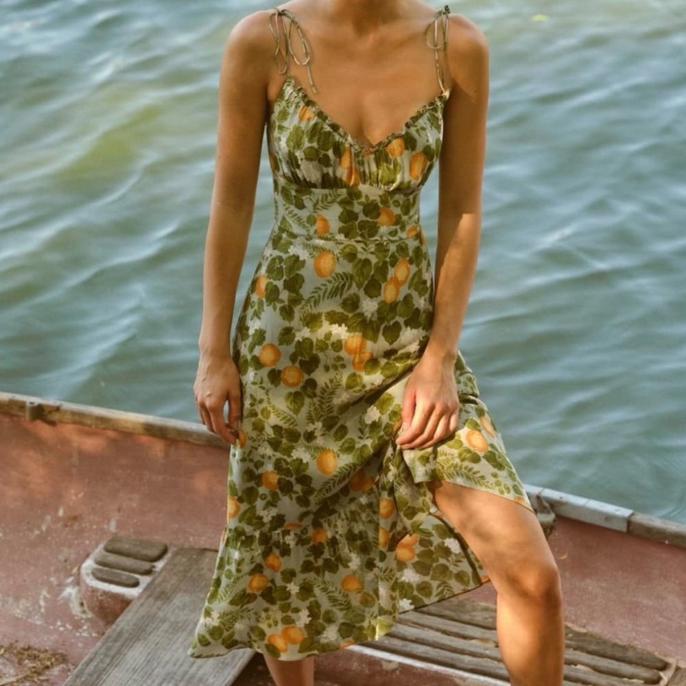 Reformation Embry Dress in Orange Grove